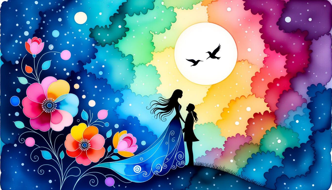 Luminous Fantasy Dream in Alcohol Ink Style