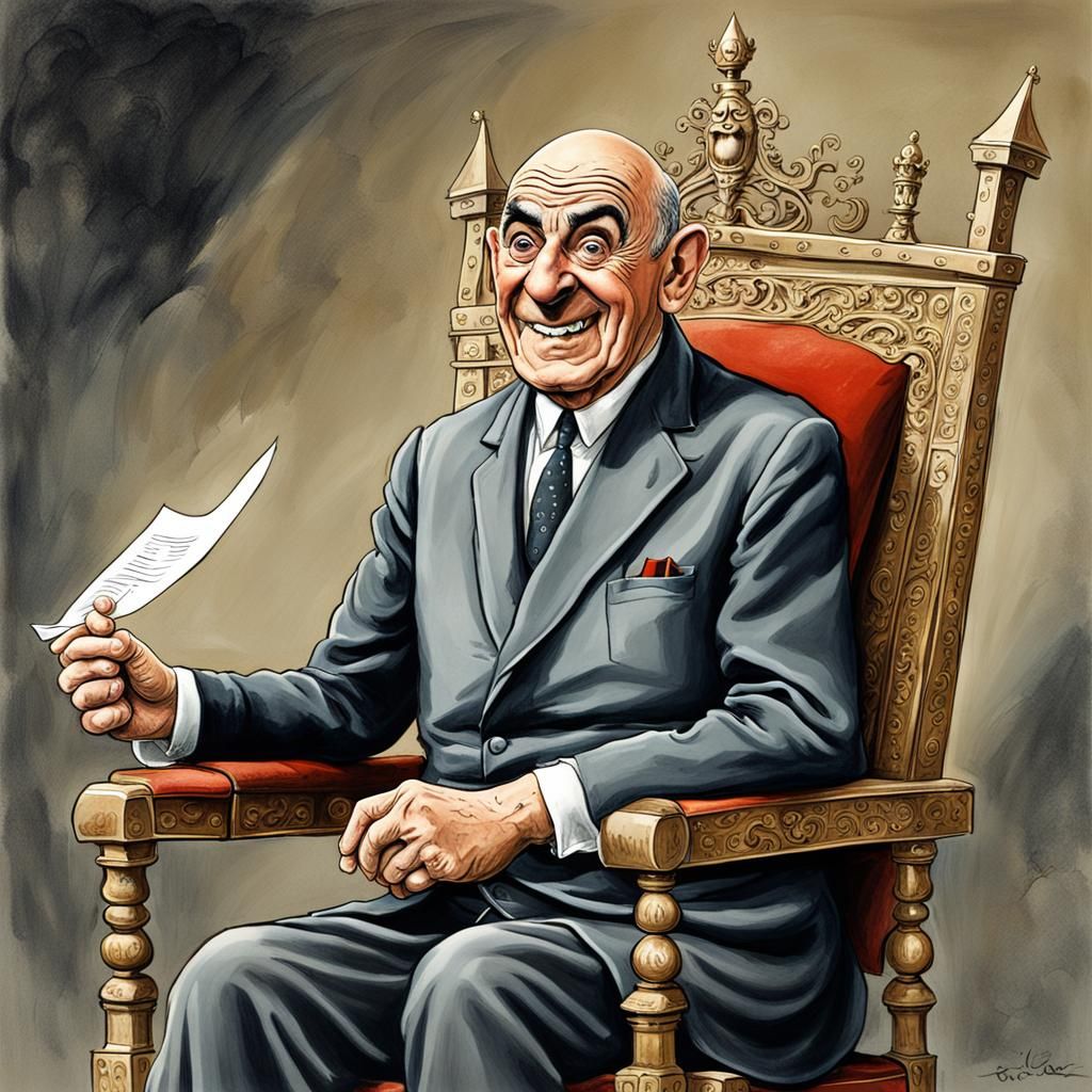Louis de Funès as King in Caricature