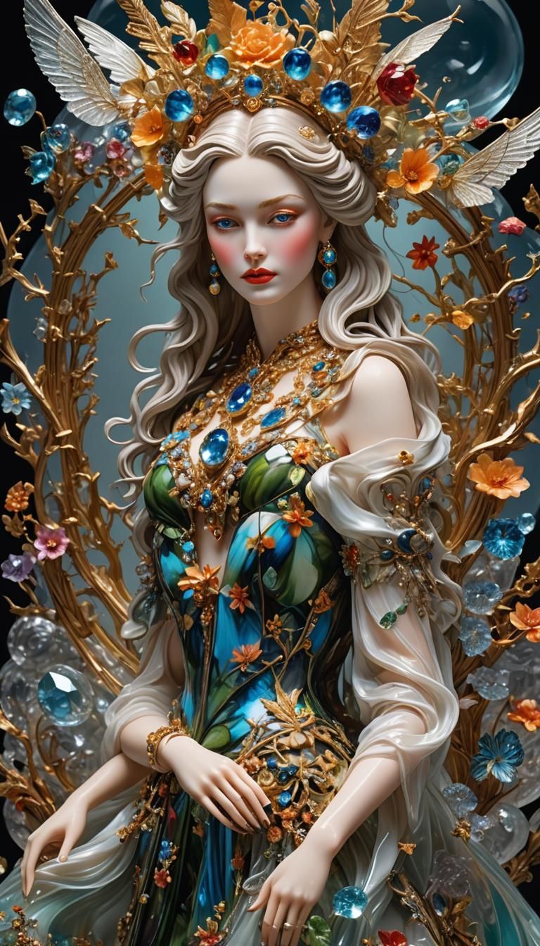 Fairytale Woman Portrait in Maximalist Style