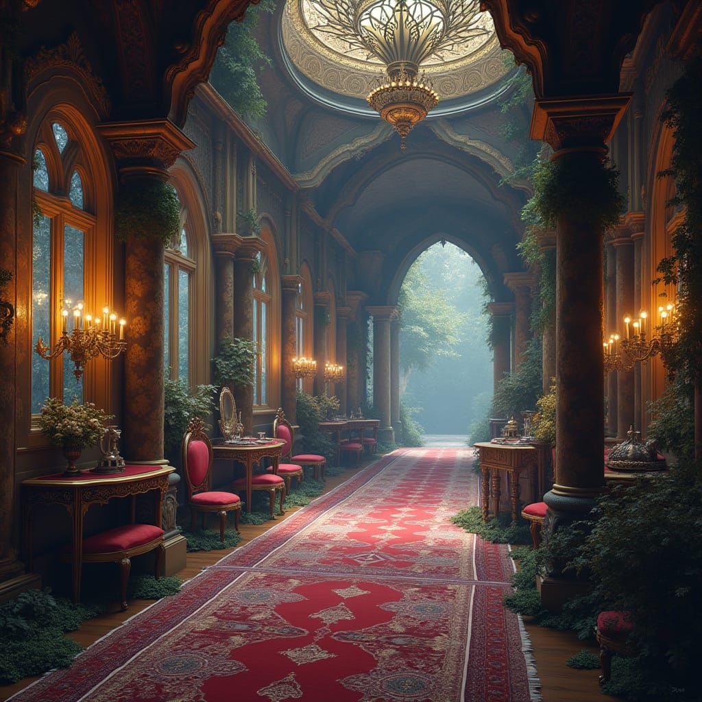 Luxurious Gothic Fantasy Scene in Old Money Style