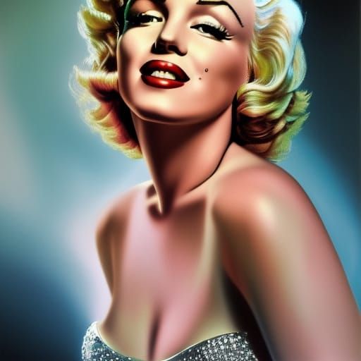 Hyperrealistic Portrait of Marilyn Monroe in Splash Art Styl...
