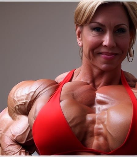 Extremely Muscular Female Bodybuilder with Ripped Physique