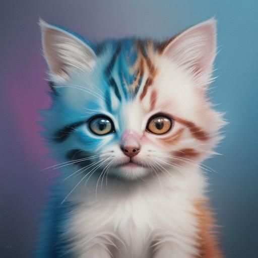 Cute Kittens in Graffiti Watercolor Splash Art