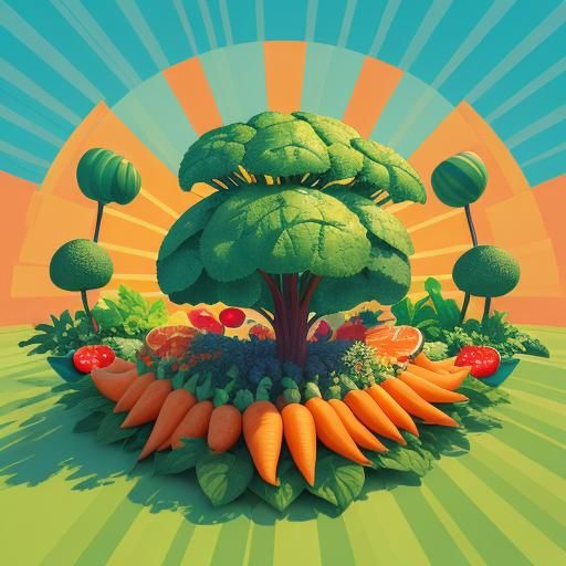 Pop Art Garden with Smiling Fruit