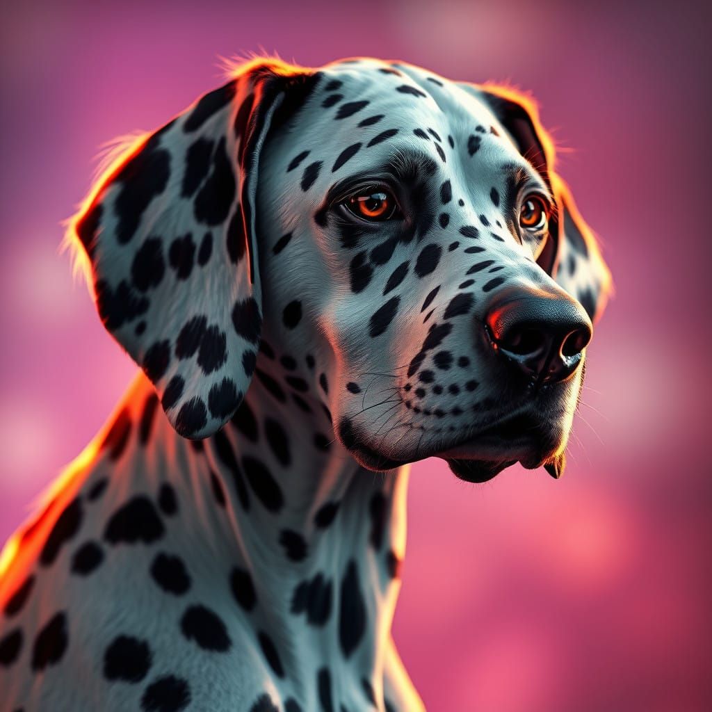 Taylor Swift as a Dalmatian in Dramatic Cyberpunk Portrait