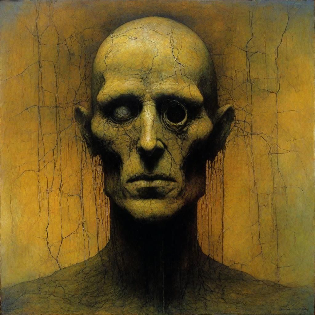 Dystopian Face in Grimdark Surrealist Style