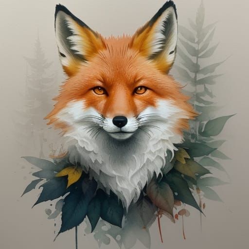 Ethereal Fox in Whimsical Watercolour