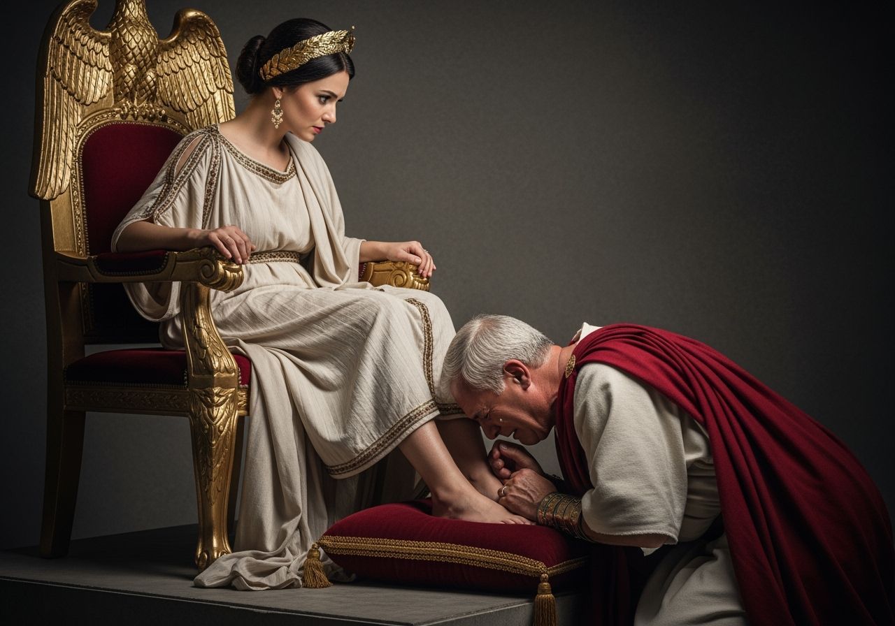 Roman Empress on Golden Throne, Professional Photography