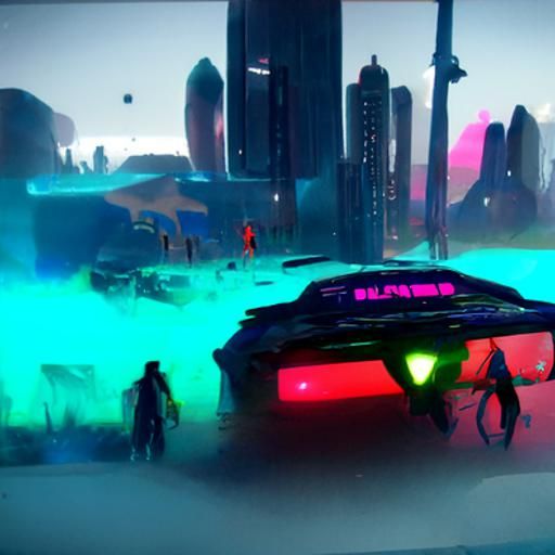 Cyberpunk Alien Cityscape in Neon Style