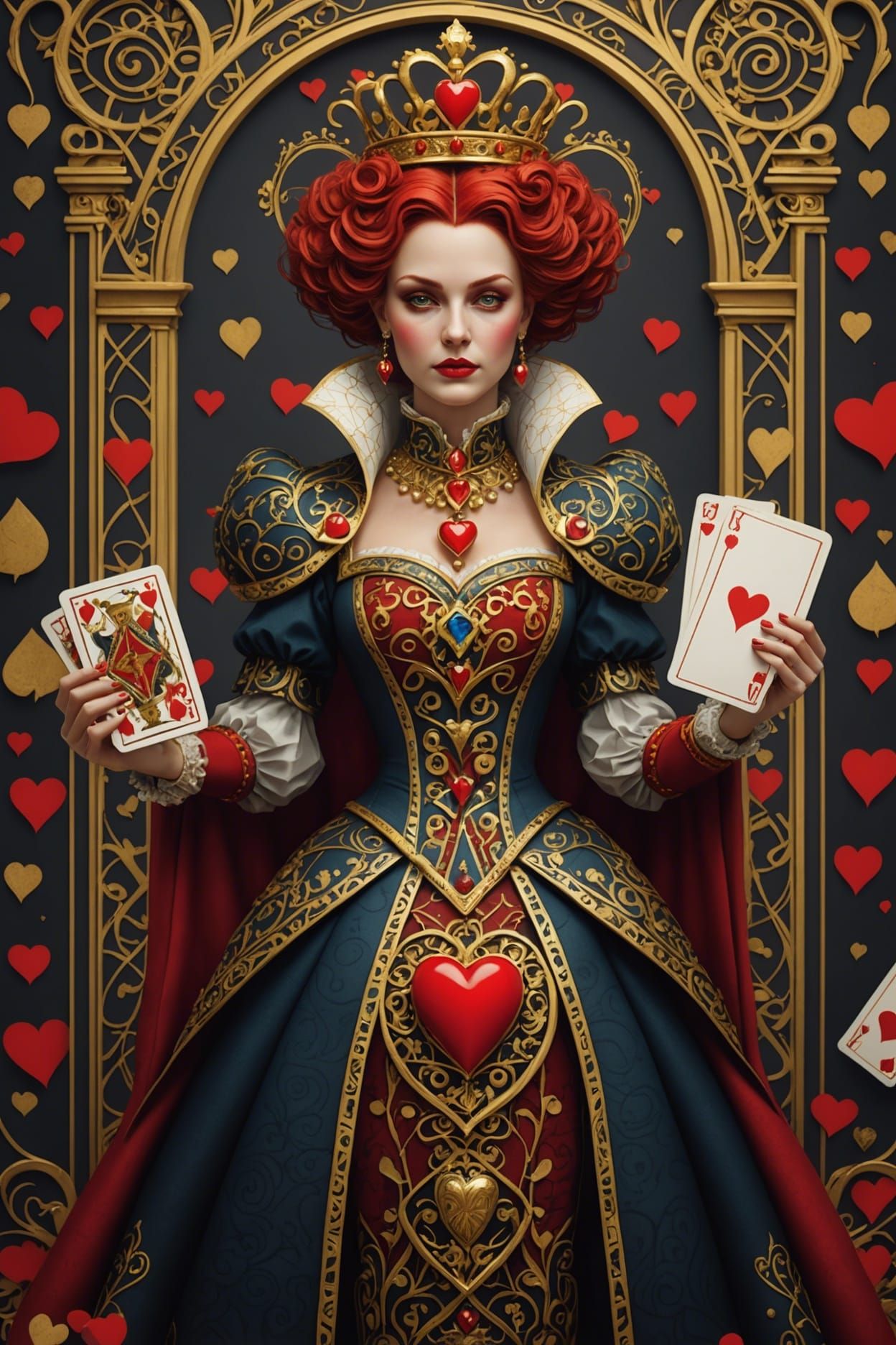Queen of Hearts Tarot Card in Digital Art