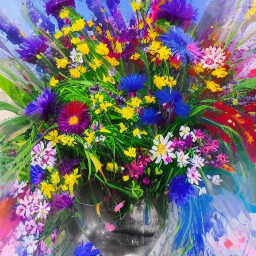 Hyperrealistic Wild Flowers Splash Art