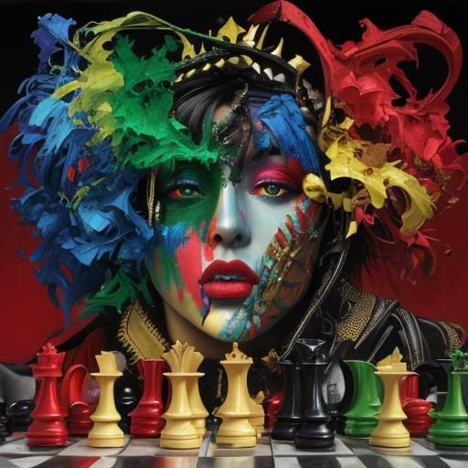 Surreal Chessboard: A Photorealistic Oil Painting