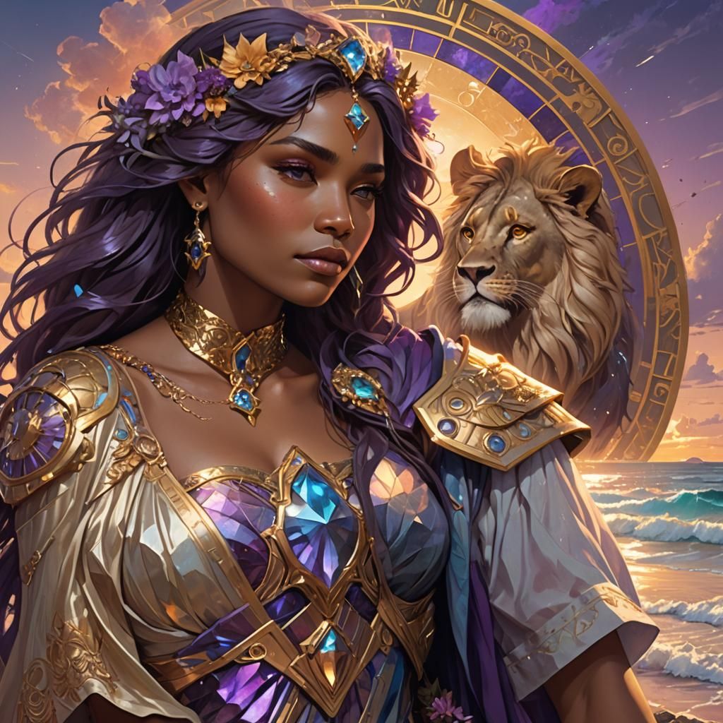 Bridal Portrait with Aquarius and Leo Signs