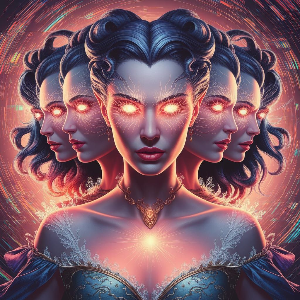 Mysterious Sorceress Portrait in Art Nouveau Style