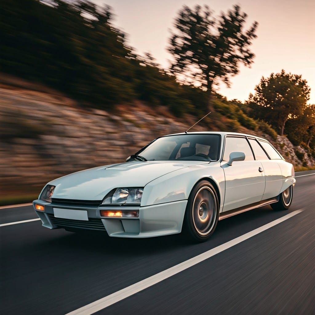 Elegant White Citroën CX Coupé Shooting Brake Cruises Throug...