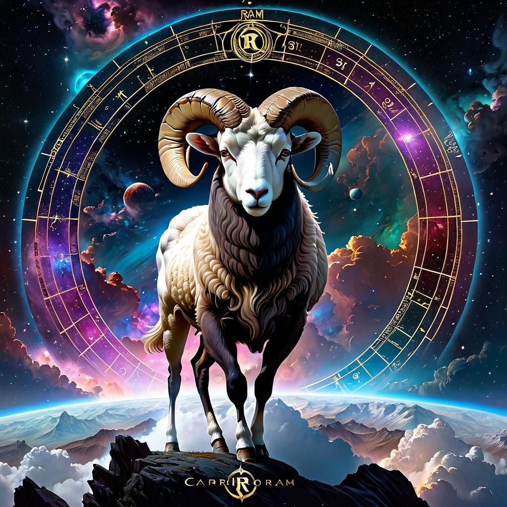 Capricorn Zodiac Sign in Cosmic Nebula Cloud