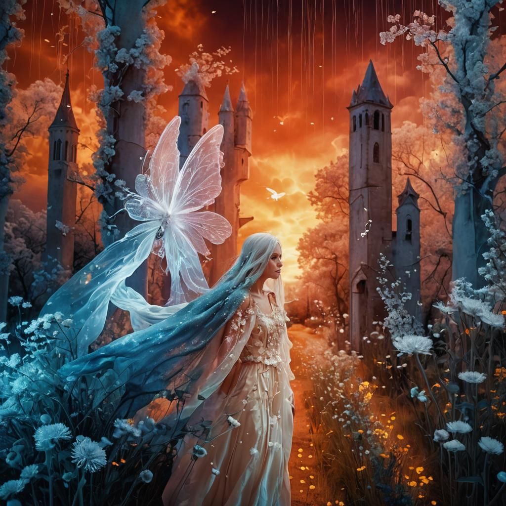 Surreal Fairy in Infrared Dreamscape