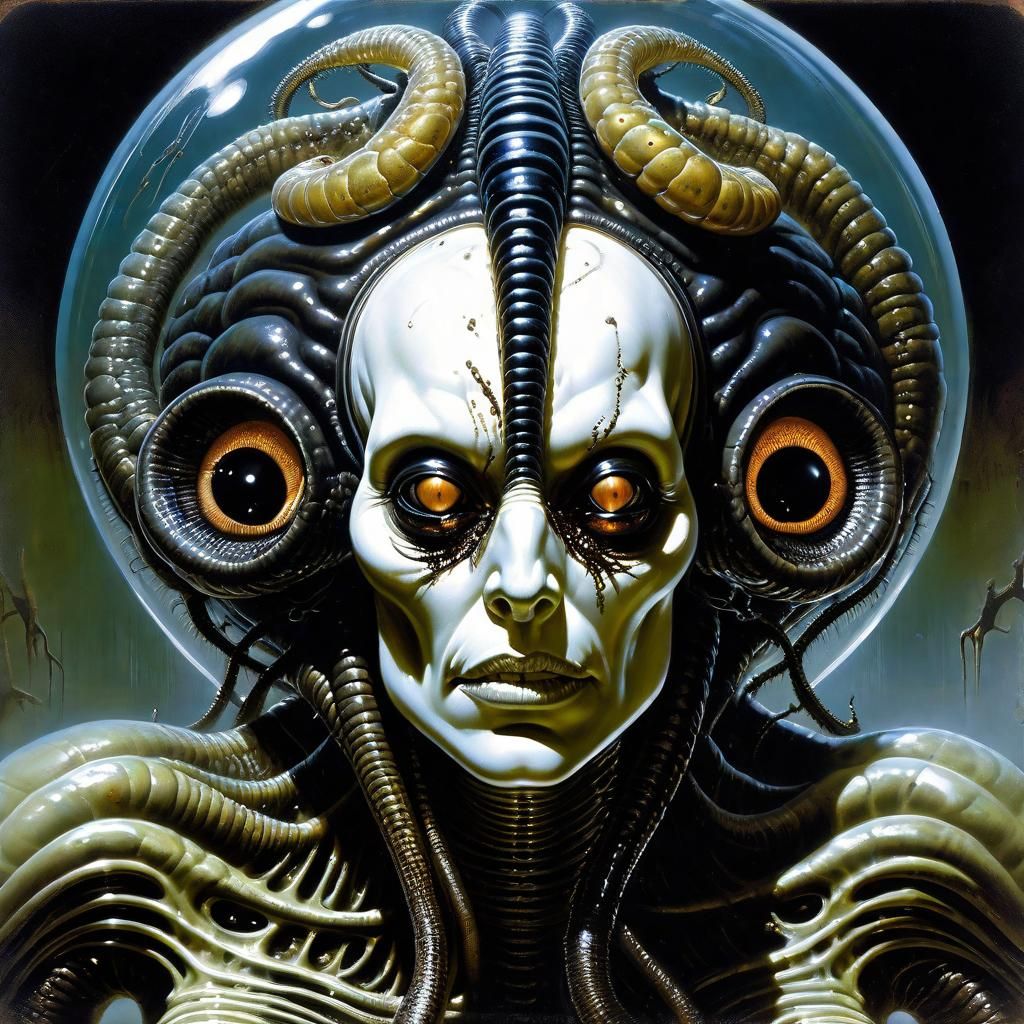 Grotesque Brain Parasite Horror in 70s Pulp Style