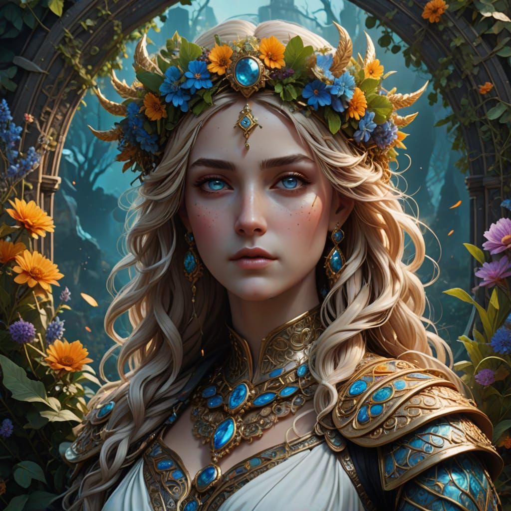 A stunning, close portrait of Hygieia, the Goddess of Healin...