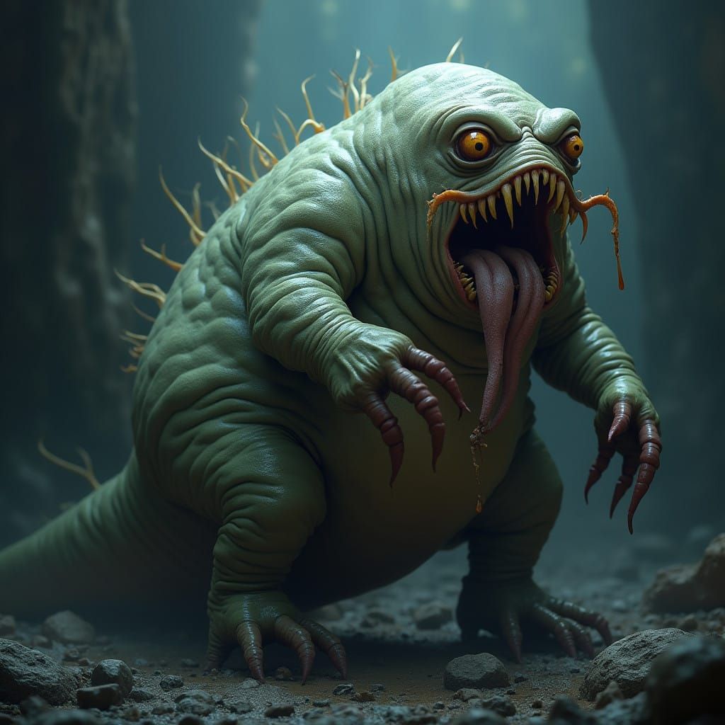 A Grotesque Tardigrade Abomination in Dark Fantasy Realism