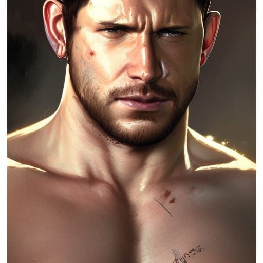Hyperdetailed Portrait of a Shirtless Man