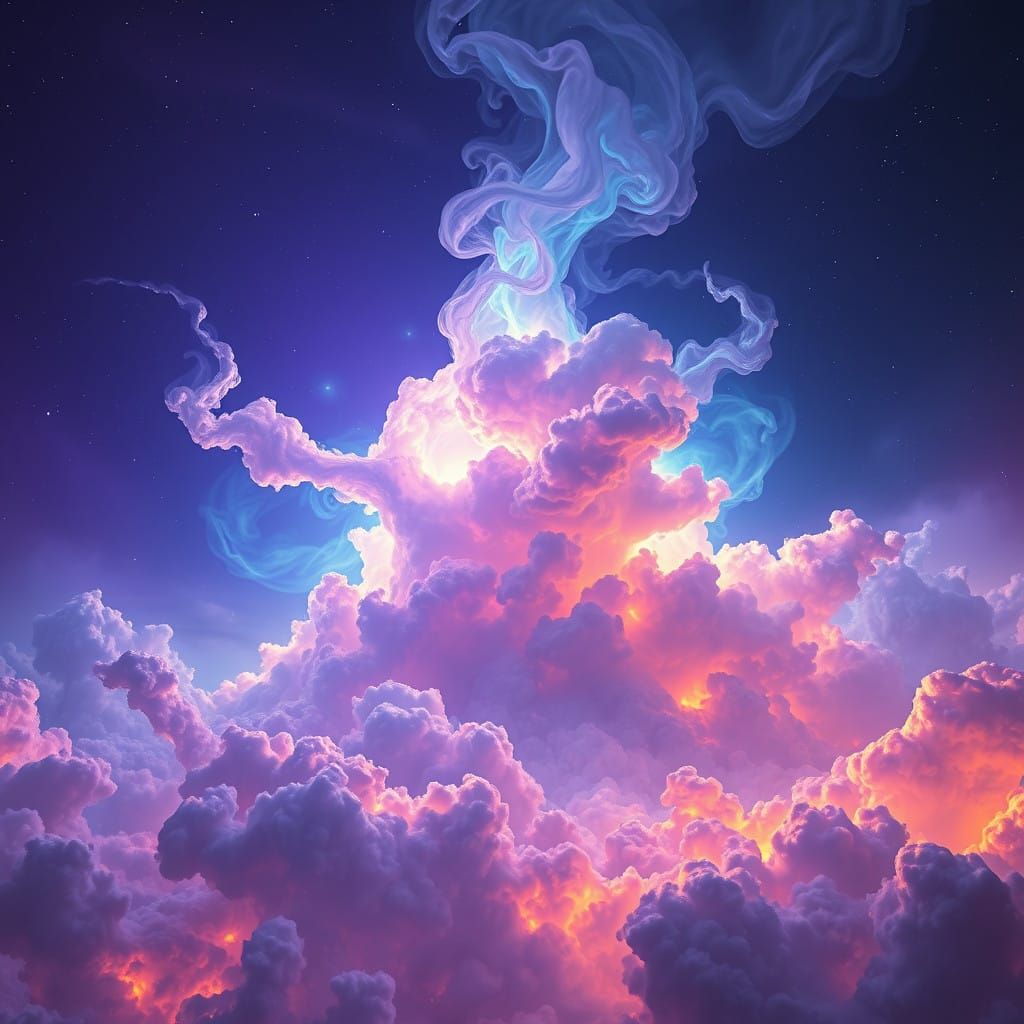 Ethereal Nebula Clouds in a Futuristic Landscape
