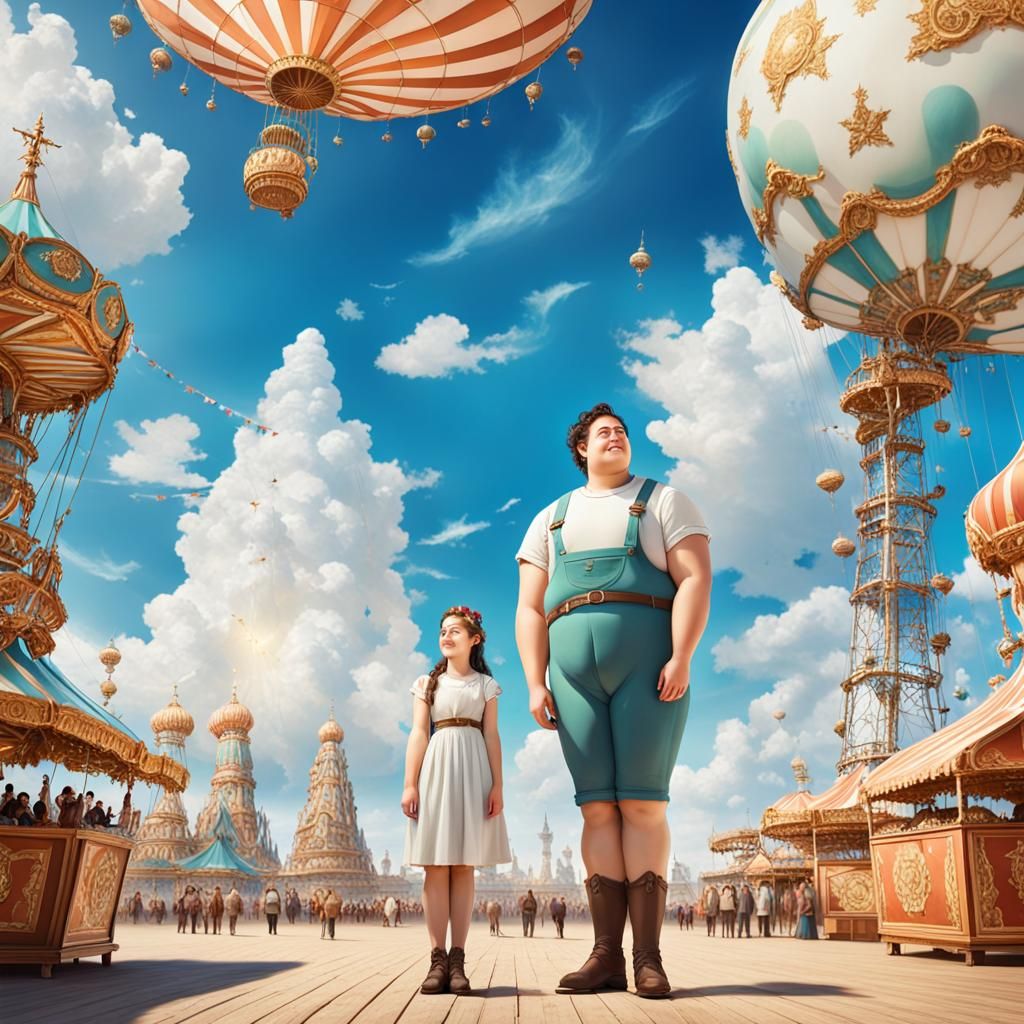 Fair Girl and Boy in Heaven-Like Setting