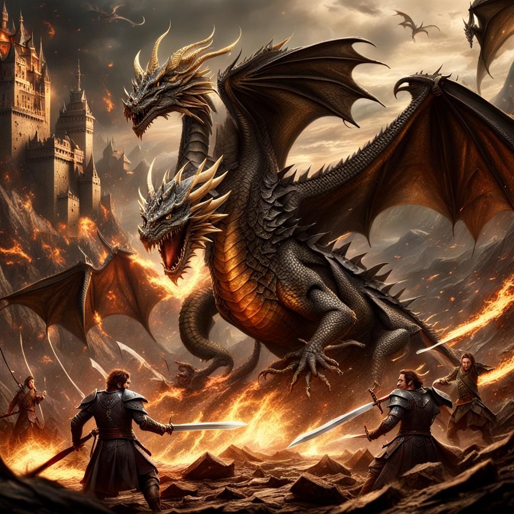 Epic Dragon Sword Fight: Cinematic Digital Matte Painting