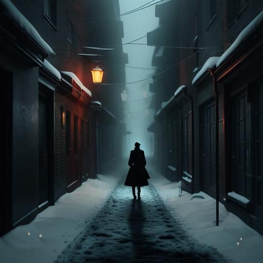 Melancholic Christmas: Film Noir Scene in Winter