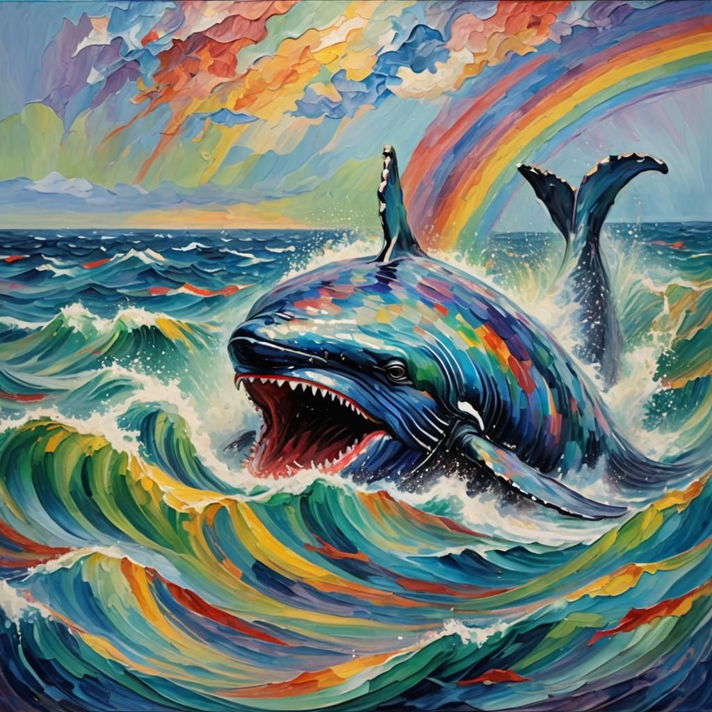Jonah and the Whale in Neo-Impressionist Style