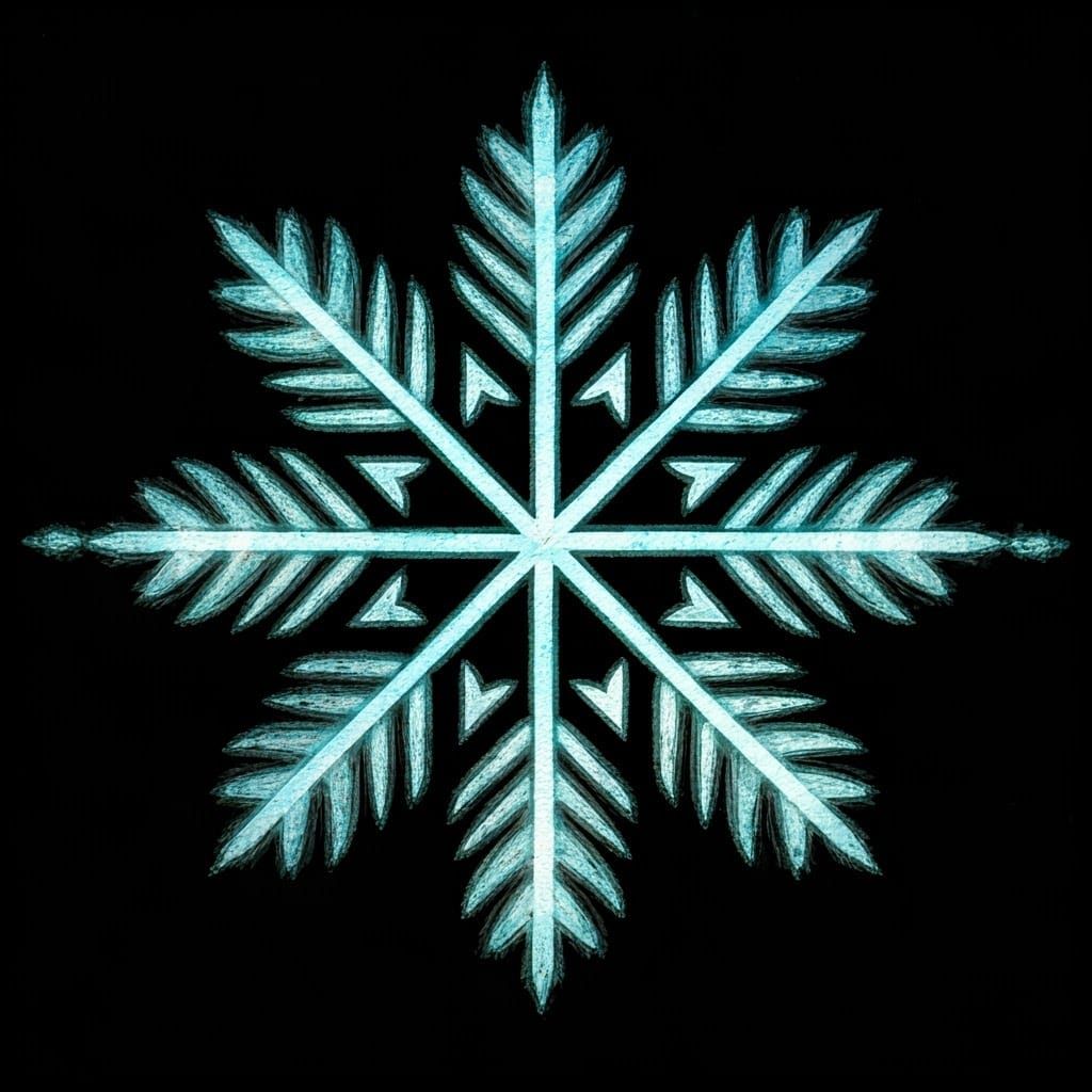 Vibrant Snowflake in Whimsical Mail Art Style