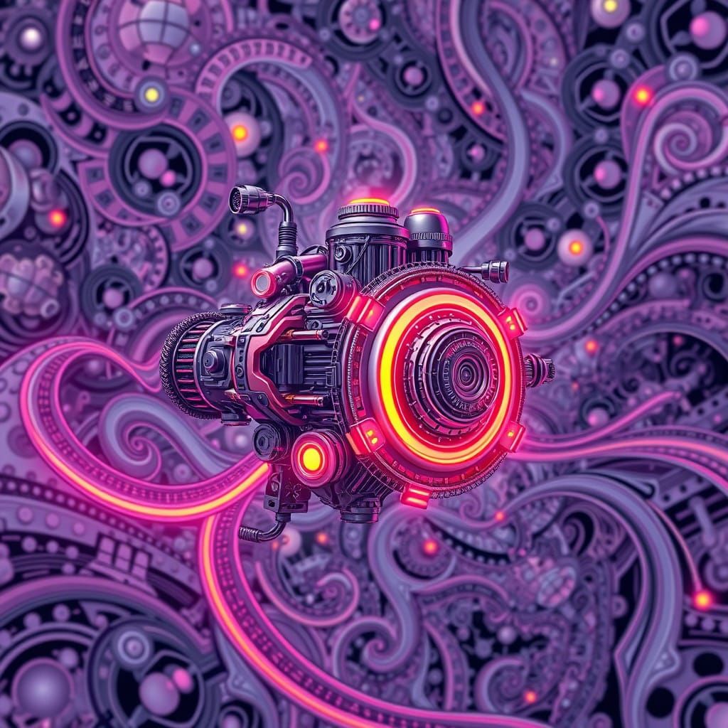 Machine of Loving Grace in Cyberpunk Fractal Patterns