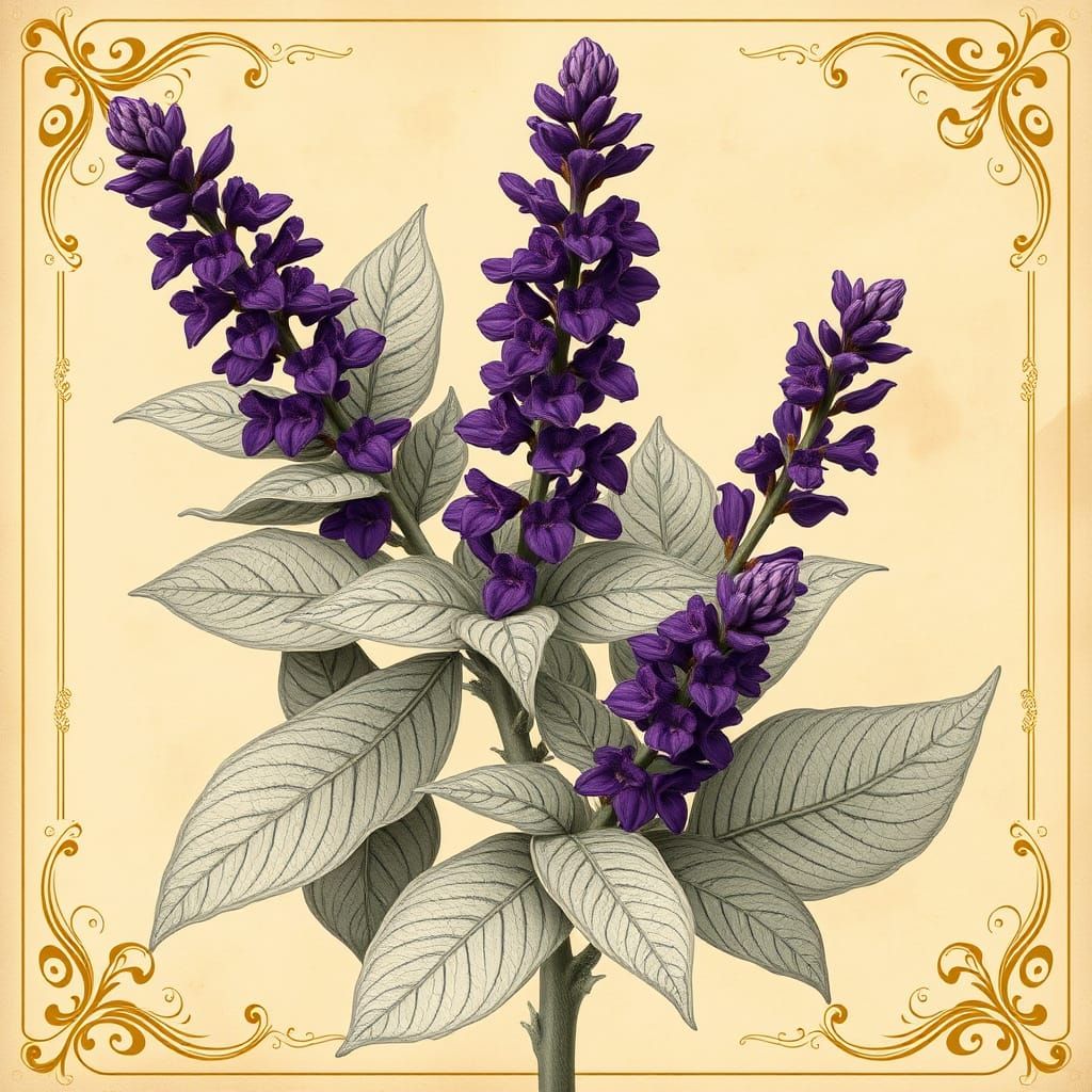 Victorian-Era Botanical Art: Elegant Salvia dorrii Illustrat...