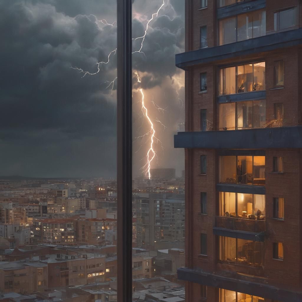 Sunset Tornado and Lightning Storm, Hyperrealistic Concept A...