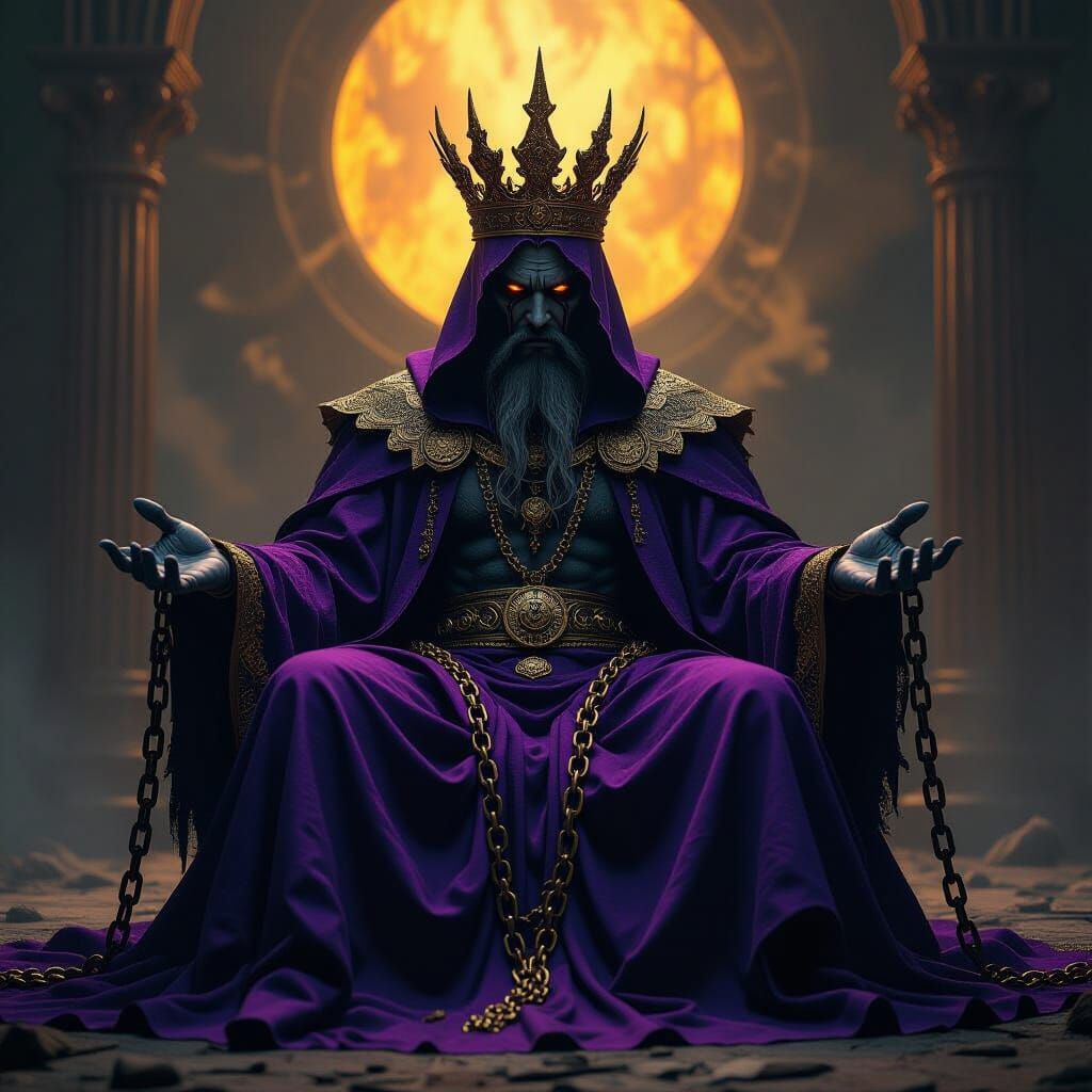 Chained God of Luck and Despair: Dark Fantasy Art