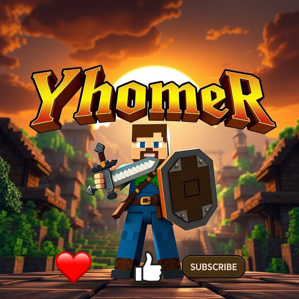 Majestic Banner in Medieval-Style with Minecraft Steve in Hi...