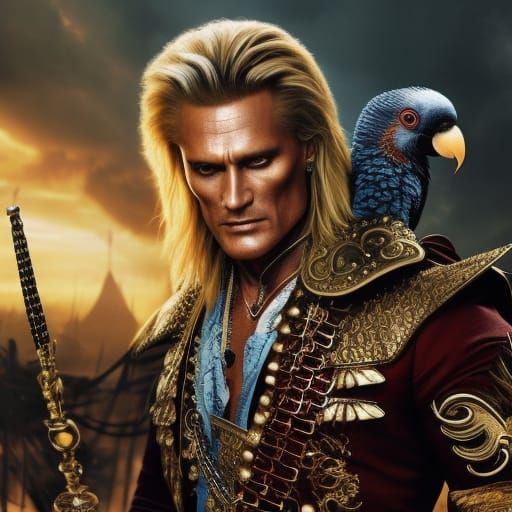 Dolph Lundgren as Pirate: Detailed Pencil Sketch