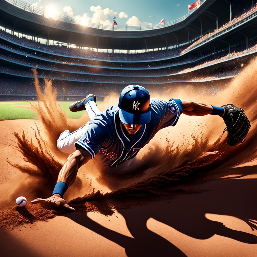 Baseball Player Slides: Detailed Matte Painting