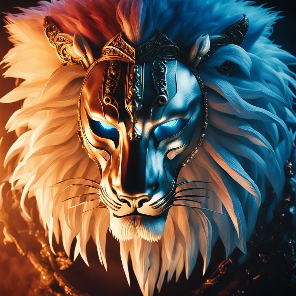 Ornate Lion Mask with Cinematic Lighting