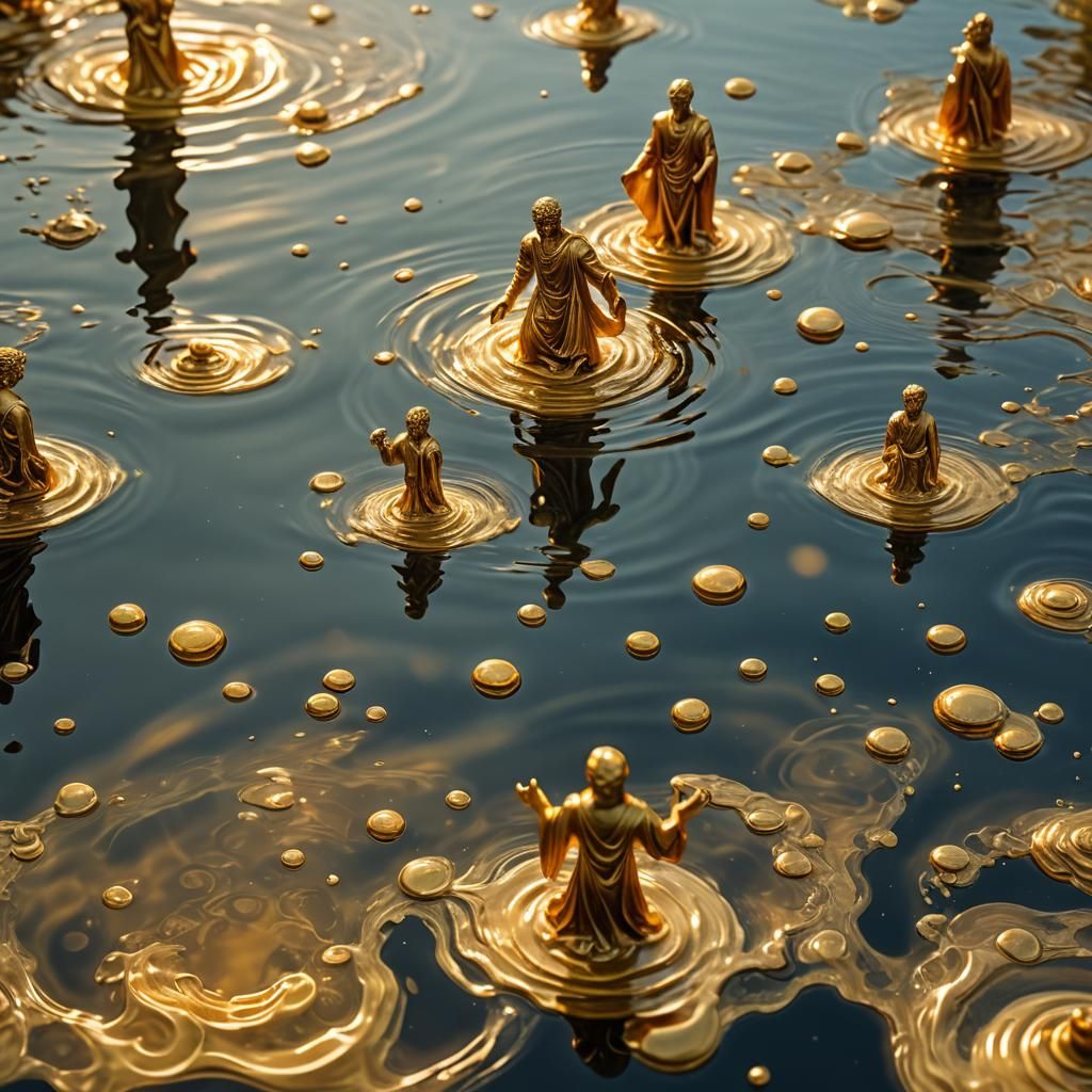 Hyper-Realistic Wax Art on Rippling Water