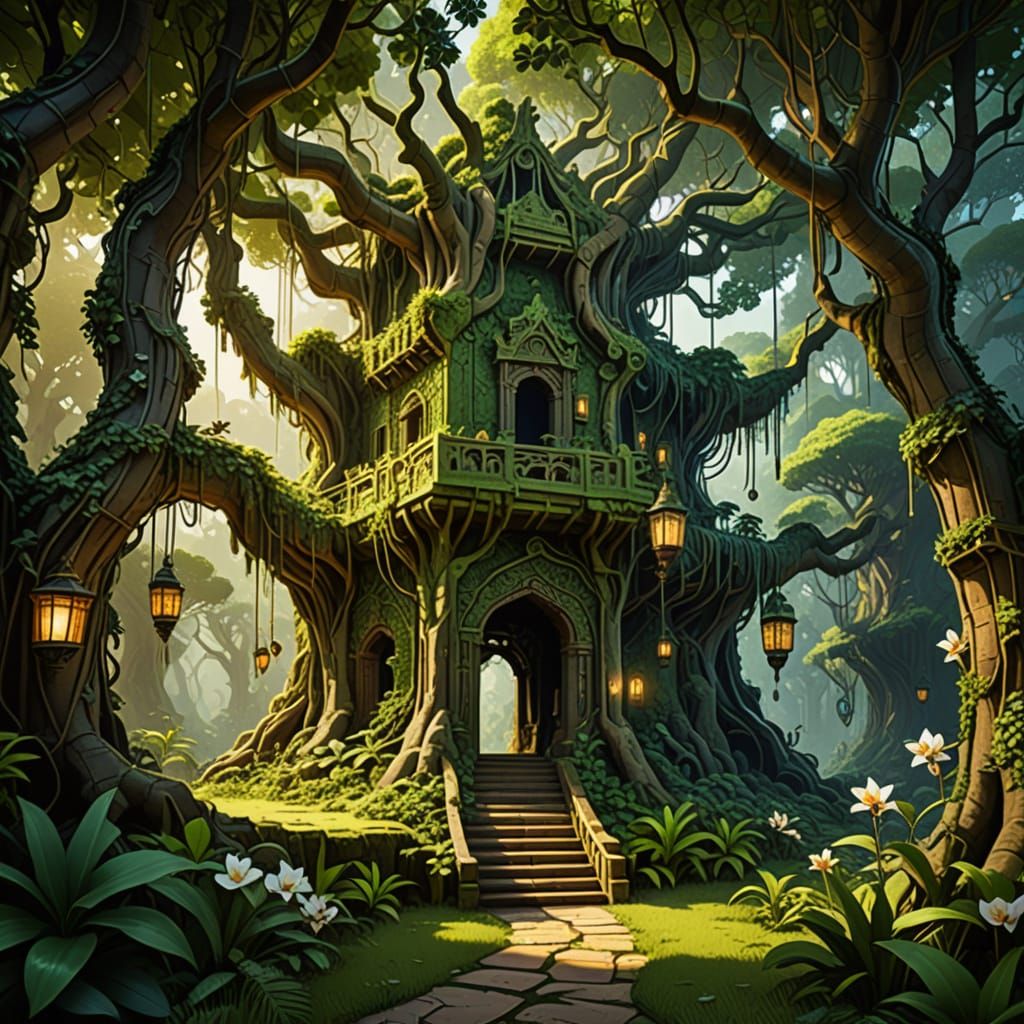 The Greenwood Bastion: Jungle Fortress in Dream Fragment Sty...
