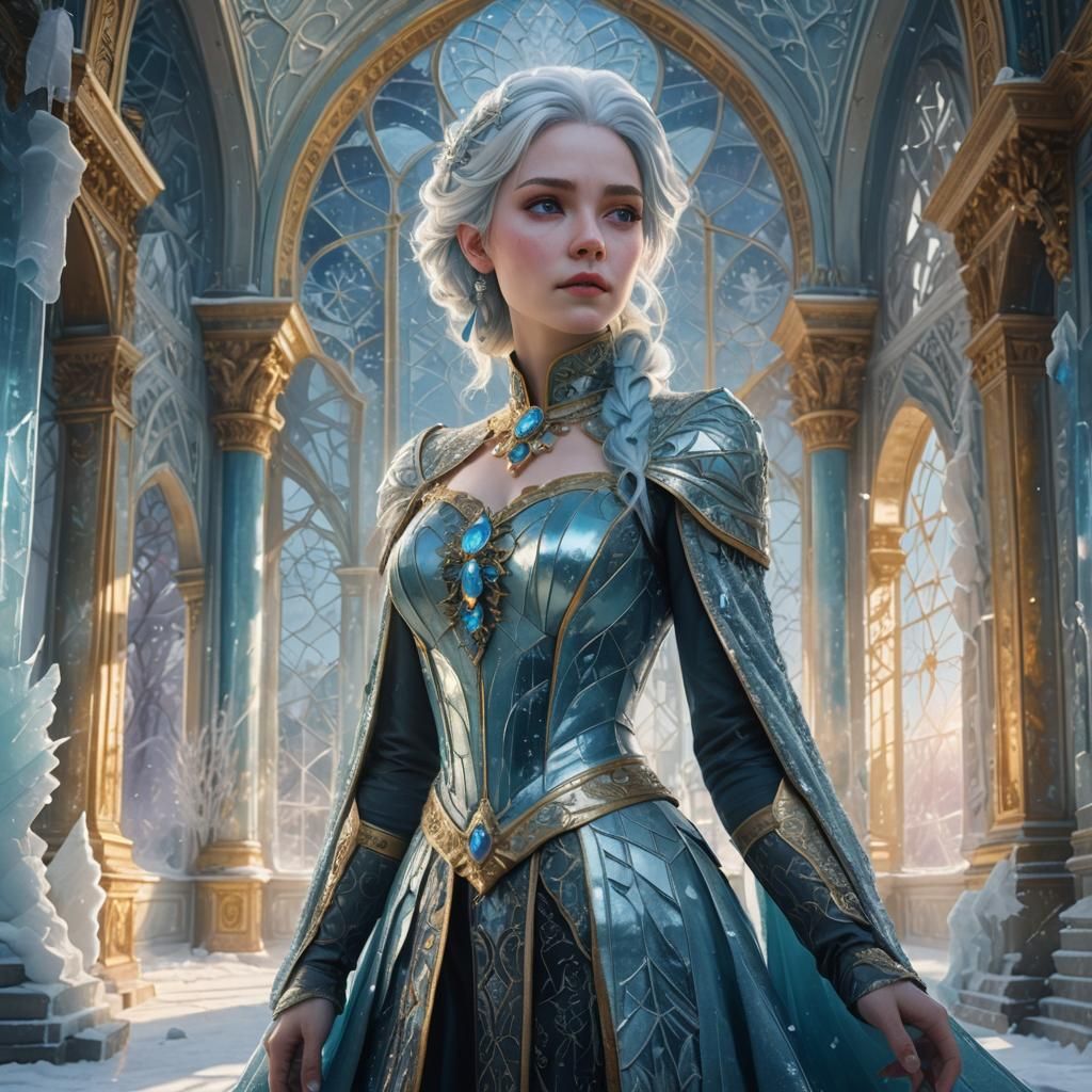 Icy Queen in Frozen Palace: Fantasy Concept Art