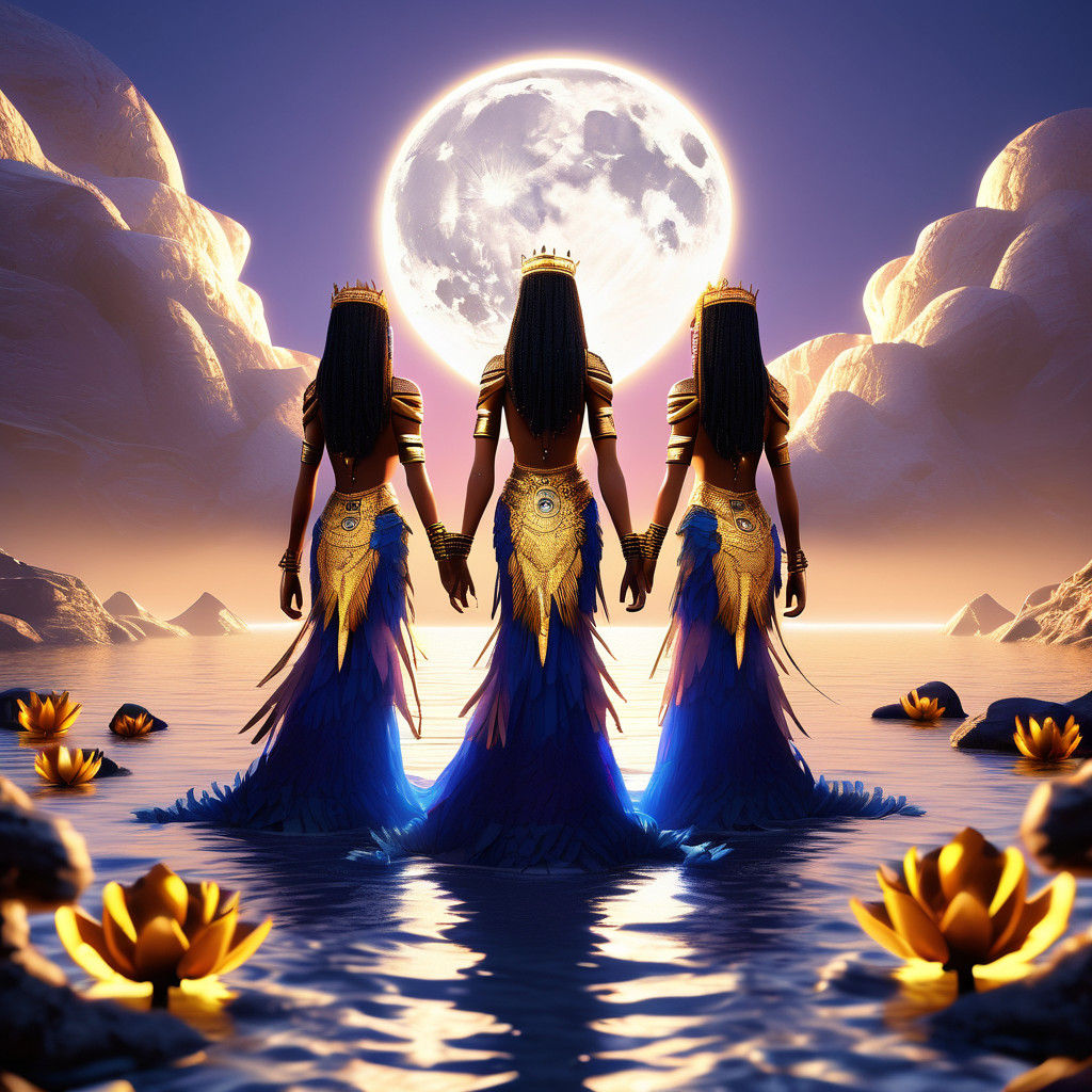 Egyptian Goddesses Ascend in Ethereal Splendor