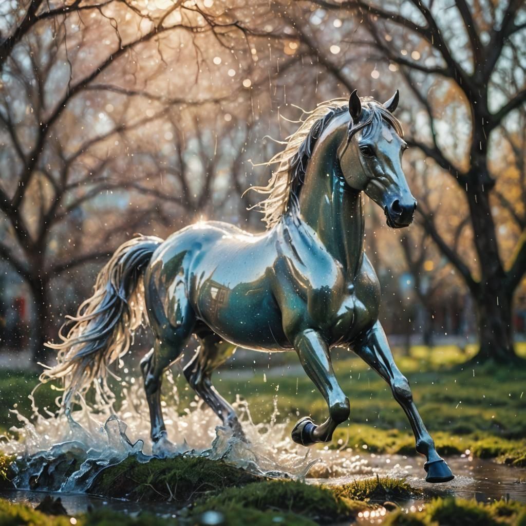 Horse in the rain
