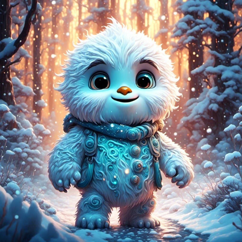 Adorable Baby Snowman in a Winter Fairytale