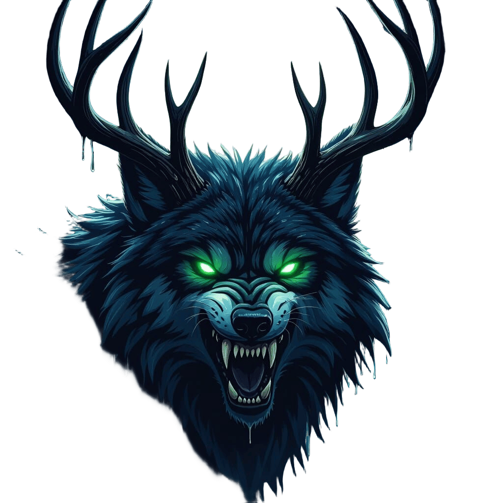 Scary Wolf With Deer Antlers
