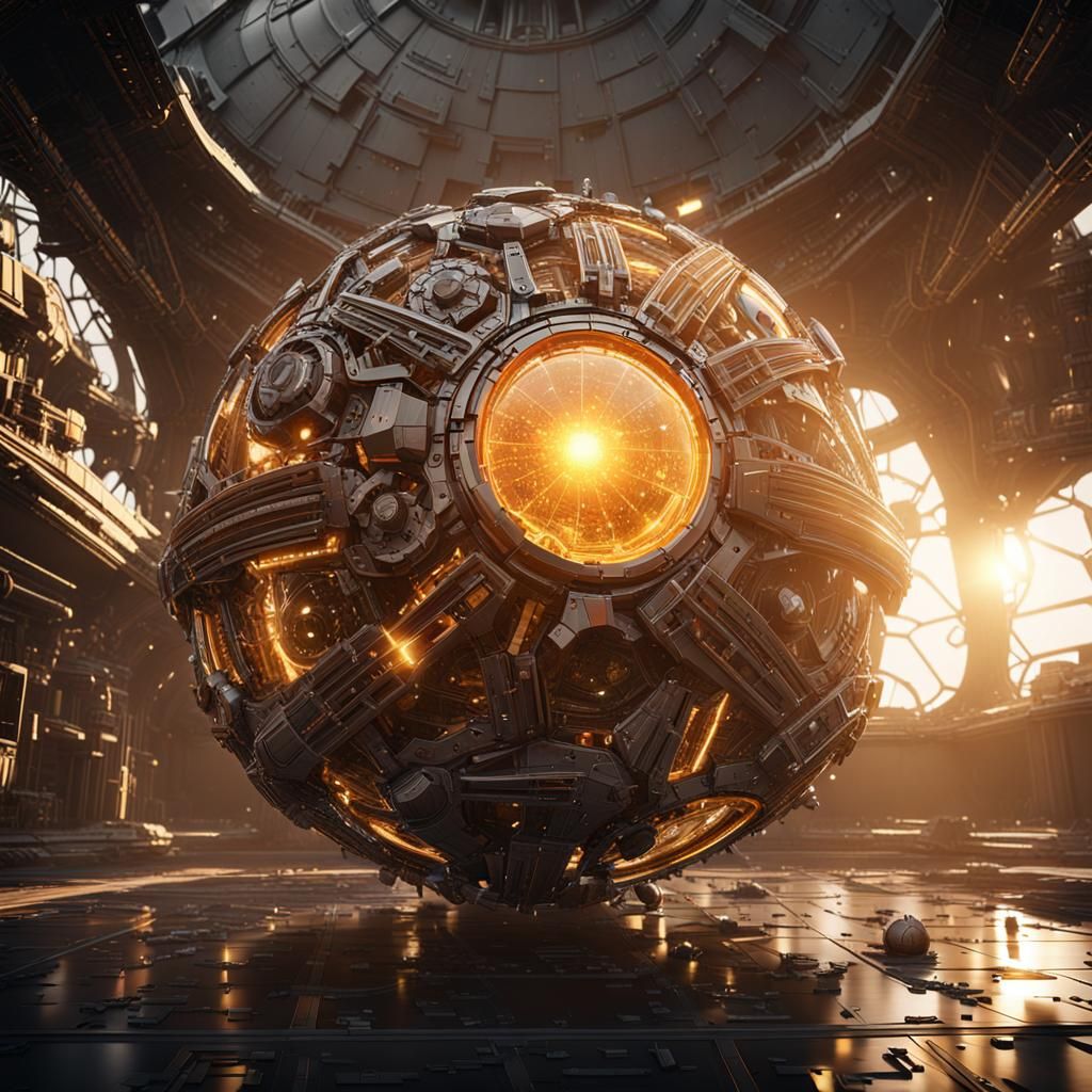 Epic Sunstorm Inside Dyson Sphere in Sci-Fi Style