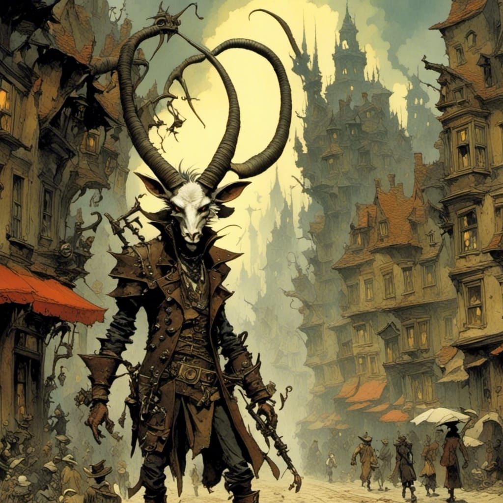 Epic Sci-Fi Fantasy Horned Creature