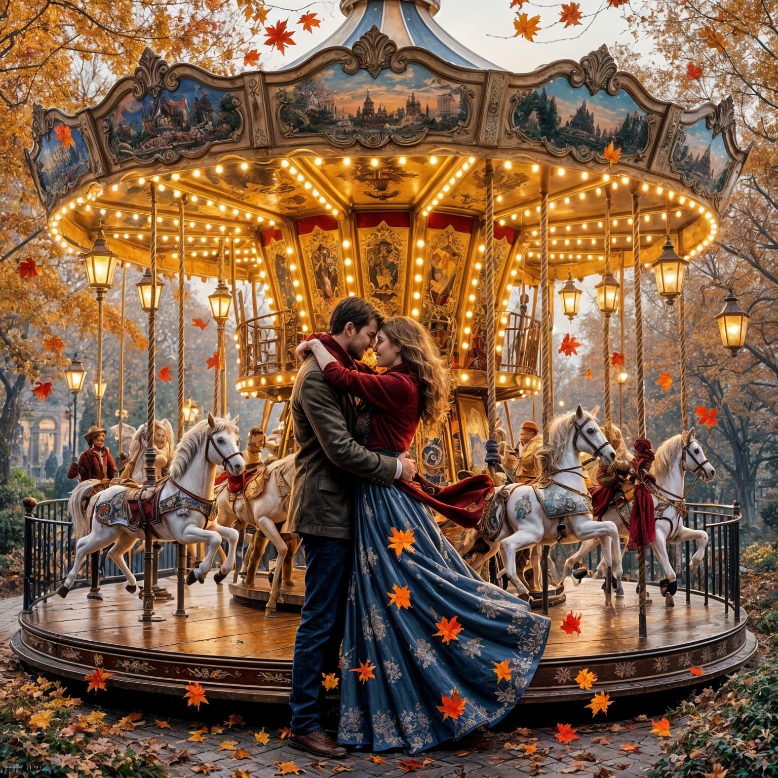 Romantic Carousel Scene in Ethereal Fantasy Style