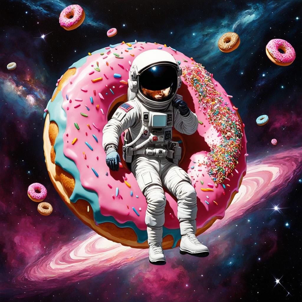Astronaut on Donut in Space: Retrofuturistic Comic Art